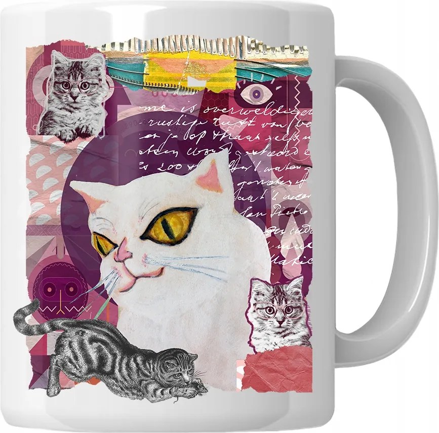 Bögre Macskák Kollázs Ajándék Macska Macskák Ajándék