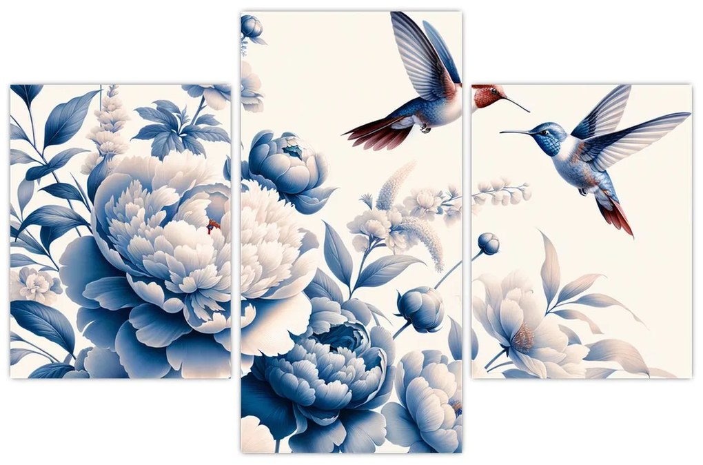 Kép - Kolibrik a virág felett (90x60 cm)