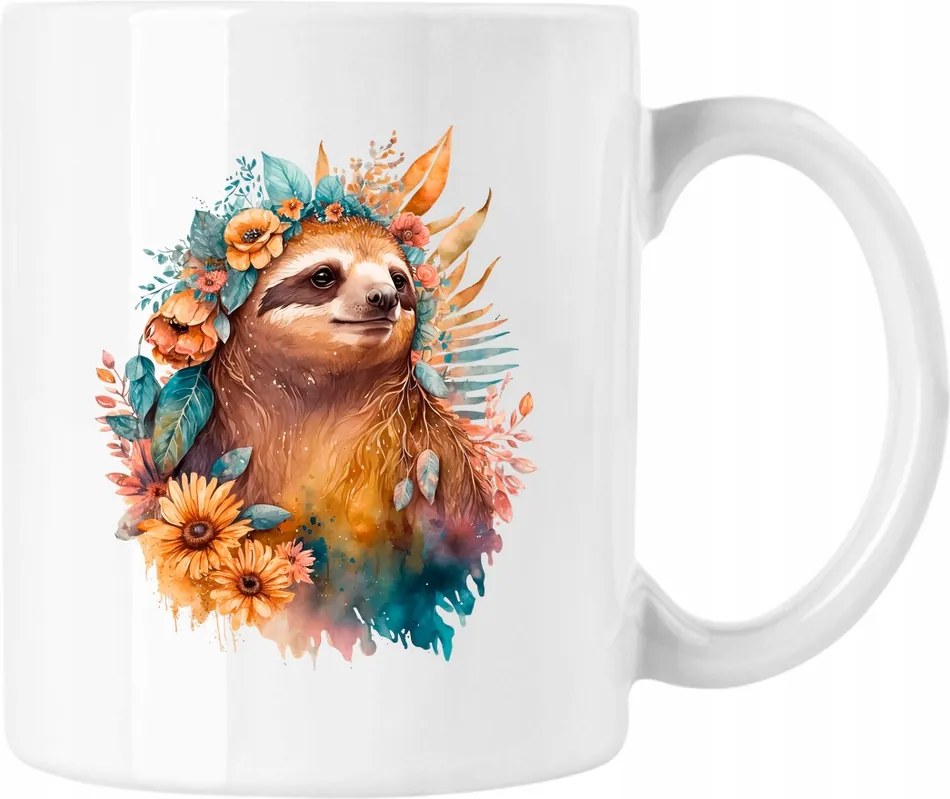 Bögre Lajhár Vicces Virágok 1 Fehér 330ml