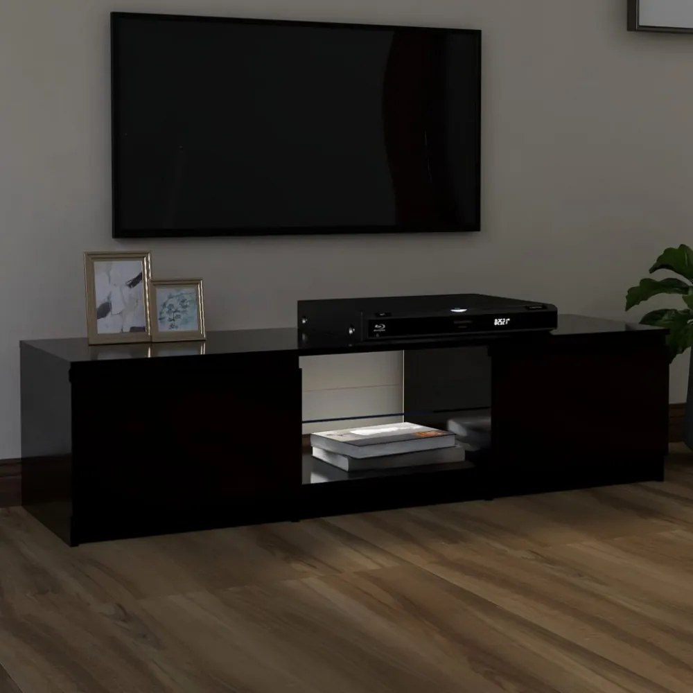 fekete TV-szekrény LED lámpákkal 140 x 40 x 35,5 cm