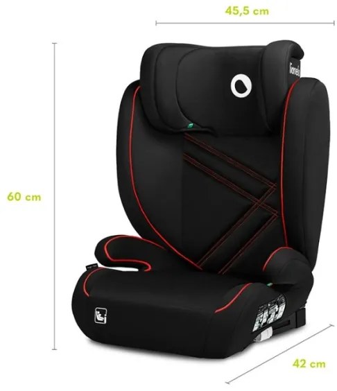 Lionelo - Autósülés HUGO i-Méret 100-150 cm fekete/piros