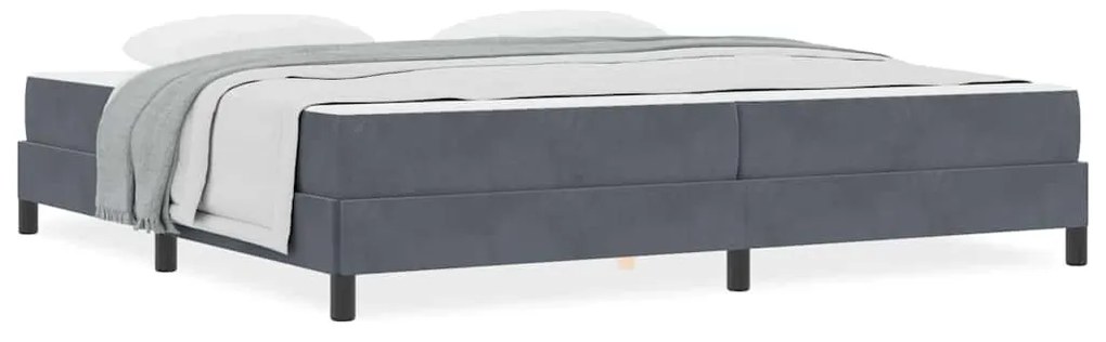 Boxspring ágy matraccal Sötétszürke 200 x 200 cm Bársony