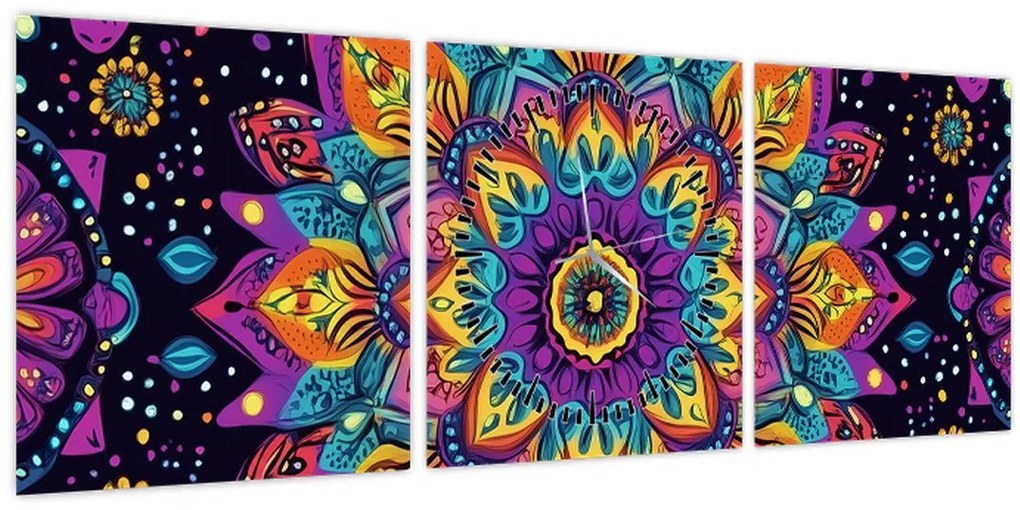 Kép - Kaleidoszkópos mandala (órával) (90x30 cm)