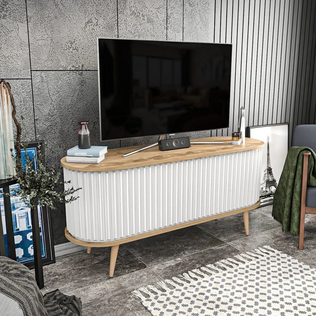 TV szekrény Stor - Oud Oak, White