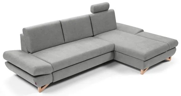 Ággyá nyitható kárpitozott L-alakú sarokülőgarnitúra AVESTA jobb oldali szürke