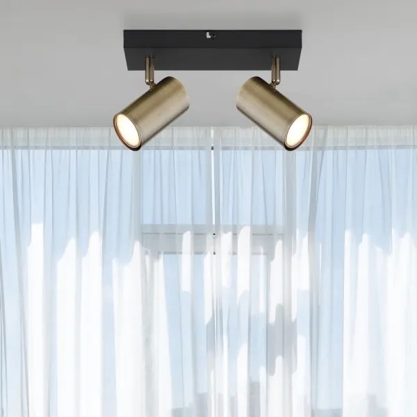 Globo 57911-2M - ROBBY 2xGU10/35W fekete/messing spotlámpa