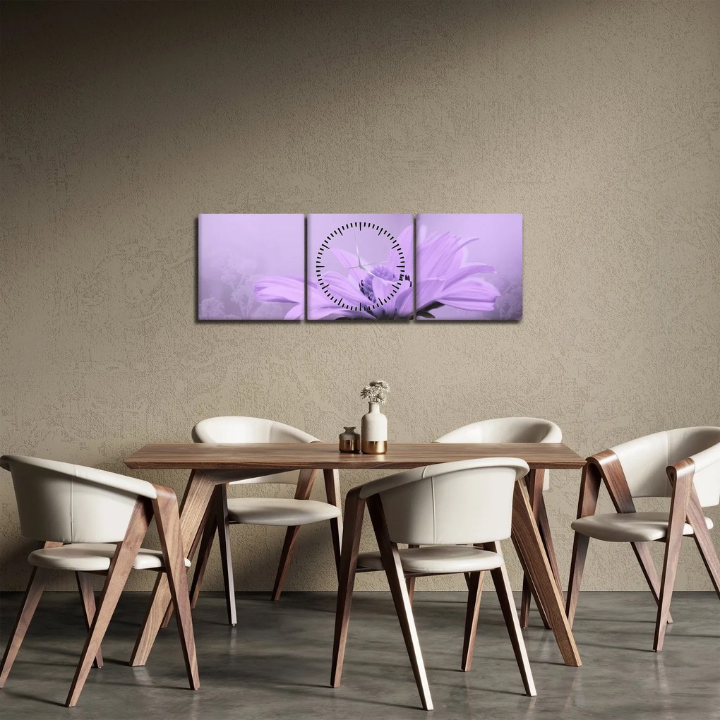 Kép - Ibolya virág (órával) (90x30 cm)