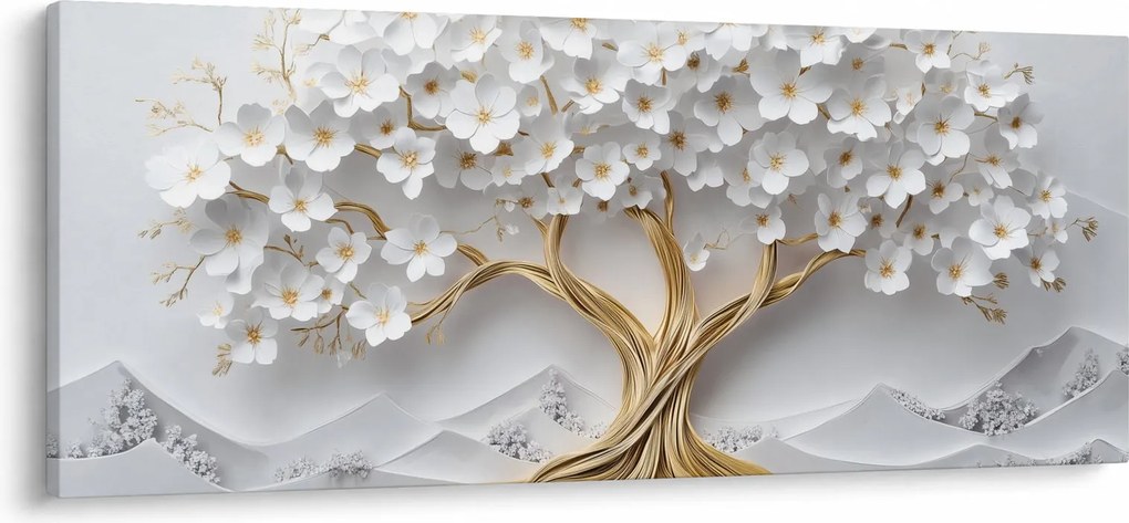 Kép – 3D elegáns életfa virágokkal (120x50 cm)