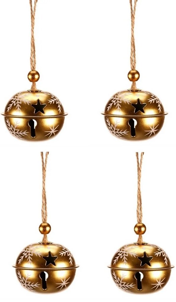 Függesztett fémcsengő készlet, 6 db, arany