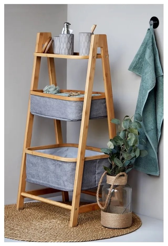 Szürke-barna bambusz fürdőszobai polcos állvány 44x91 cm Bahari – Wenko