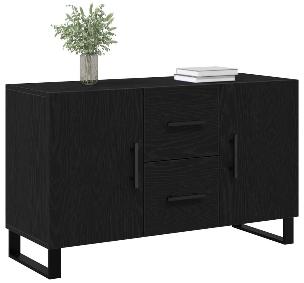 Oldalaszekrény Fekete Tölgy 100x36x60 cm Mérnöki Fa