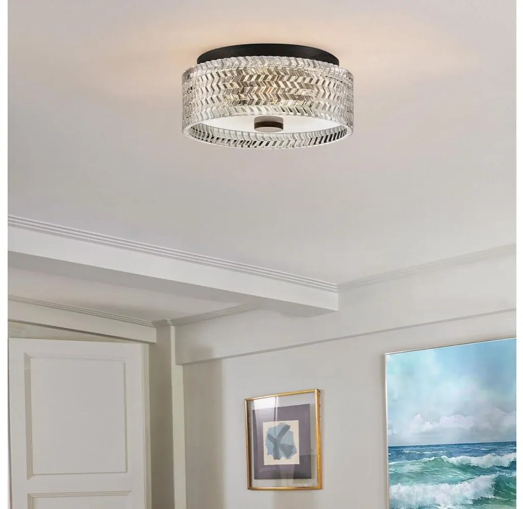 Hinkley HK-ELLE-F-S-BK - Mennyezeti lámpa 2xE27/60W/230V átm. 30,5 cm fekete