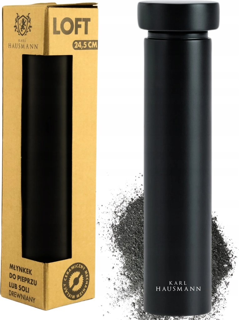 Borsődaráló Kézi 24,5cm Só És Bors Daráló Fából Fekete