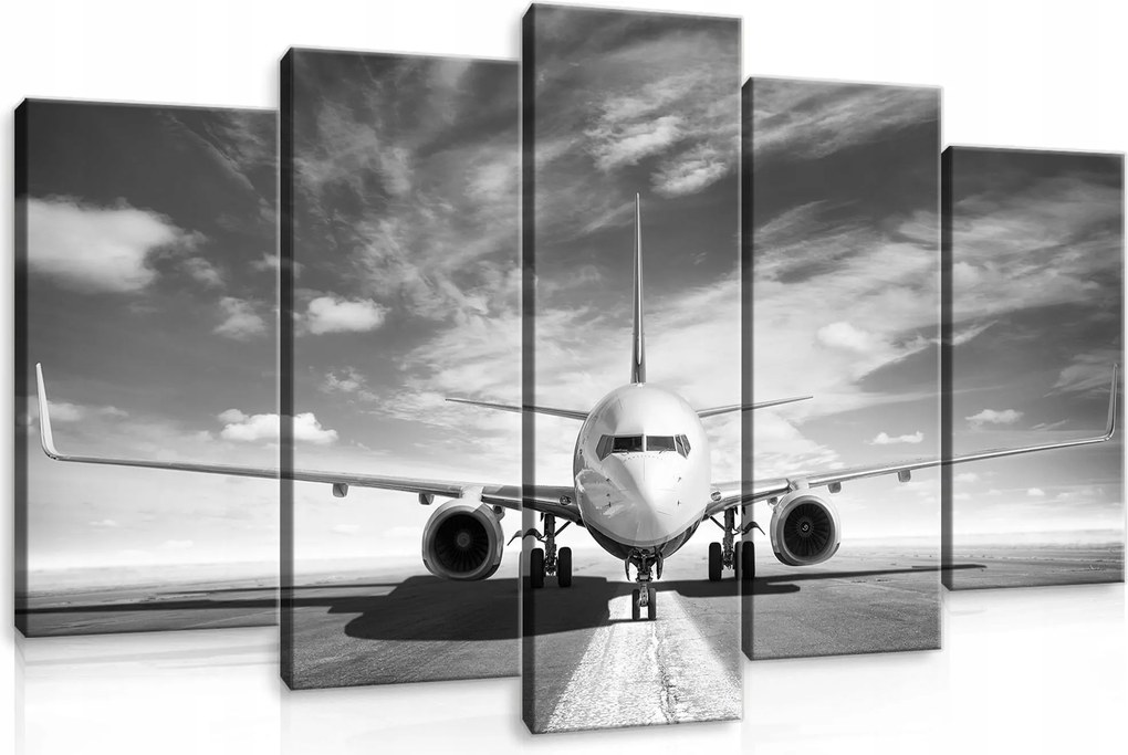 Vászonkép 100x60 Repülőgép repülés kifutópálya ég felhők utazás modern