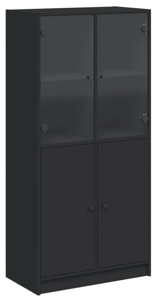 fekete szerelt fa magasszekrény ajtókkal 68x37x142 cm