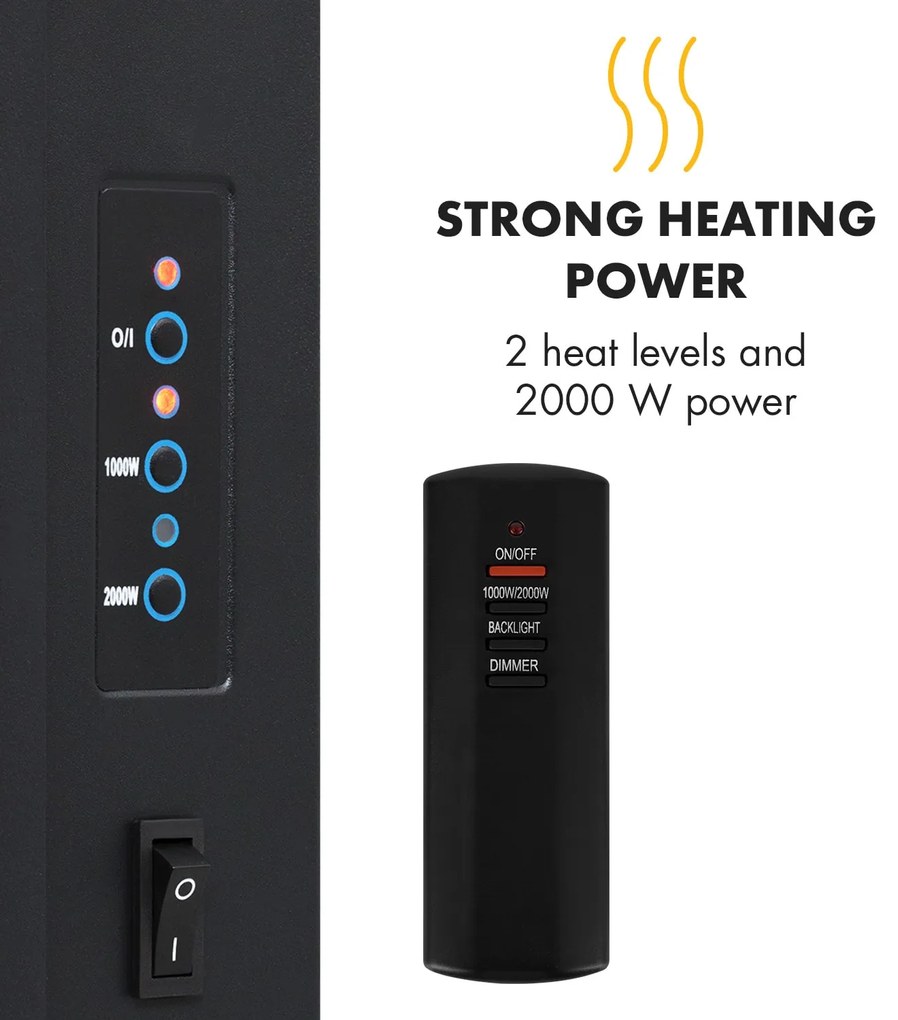 Klarstein Lausanne Vertical, elektromos kandalló, 2000 W, heti időzítő, fehér