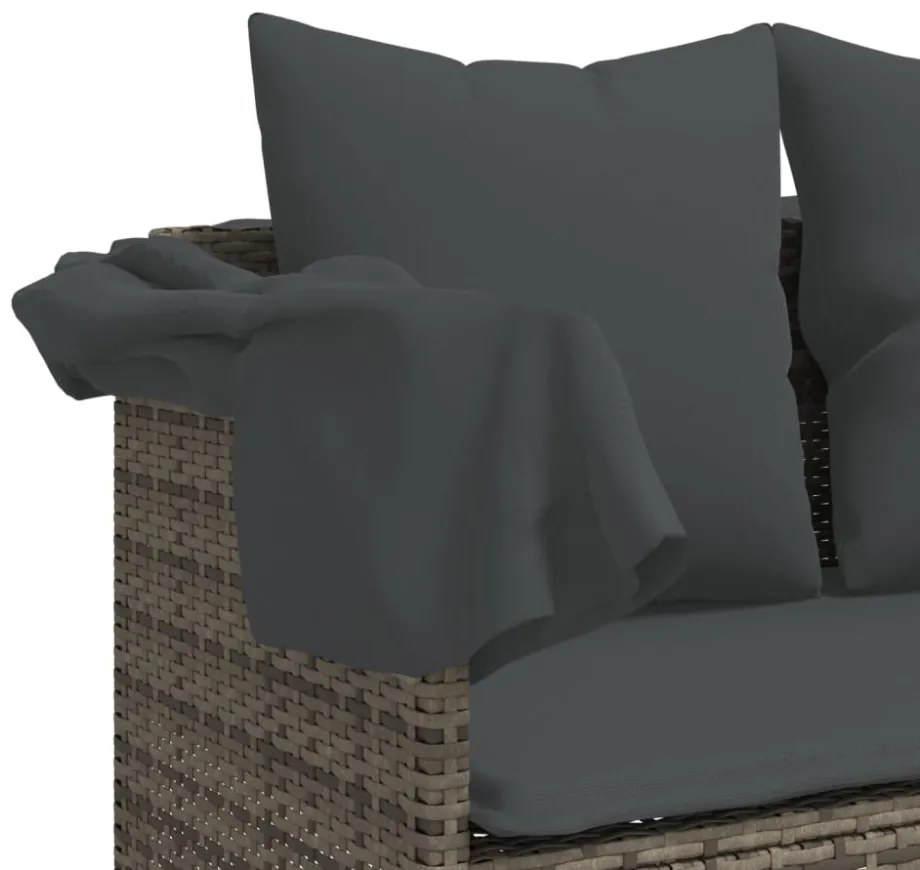 szürke polyrattan napozóágy párnával