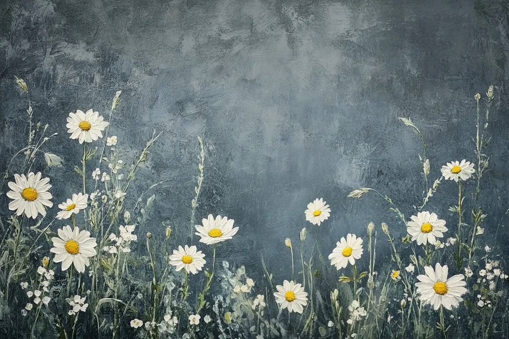 Fotótapéta Flizelina Rét Virágok Margaréta Kamilla Textúra 208x146 ragasztó