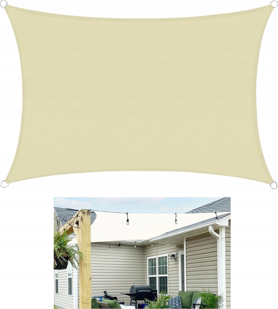 Kerti Napvitorla 2X4 M Krémszínű Homok Árnyékoló Hdpe