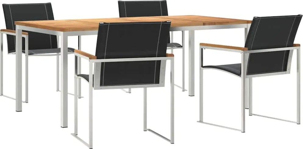 vidaXL Kert étkező szett 5 pcs Barna Tömör Akácfa