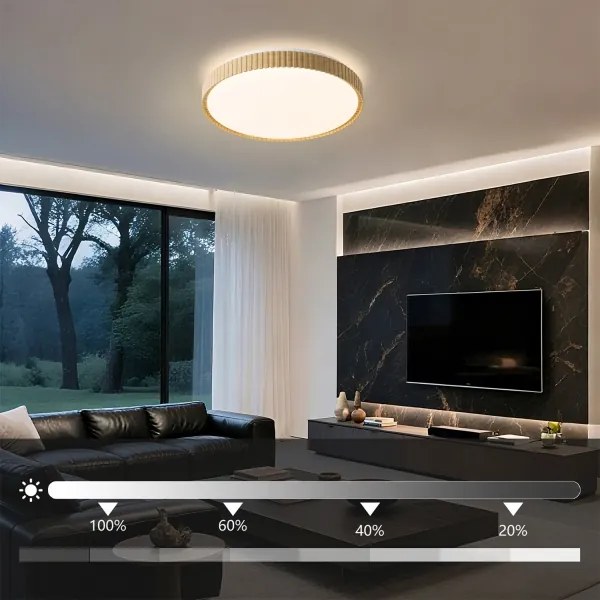 Brilagi-LED Fényerőszabályozható mennyezeti lámpa CORVO LED/72W/230V 3000-6000K fa dekor átm. 50 cm + távirányító