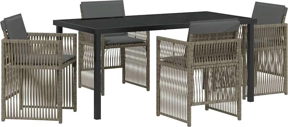 vidaXL Kert étkező szett 5 pcs Szürke Porszórt acél