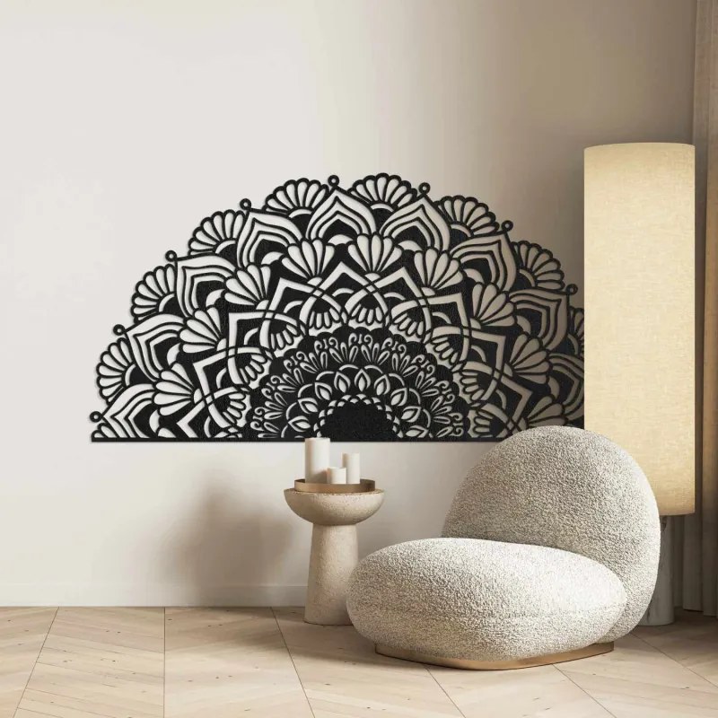 Modern, félig fából készült mandala falra | MENSIS