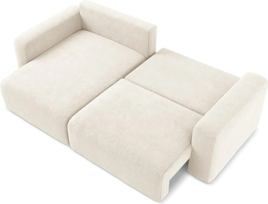 Krémszínű zsenília kinyitható-tárolóhelyes sarokkanapé (bal oldali-heverő résszel) Kona – Makamii