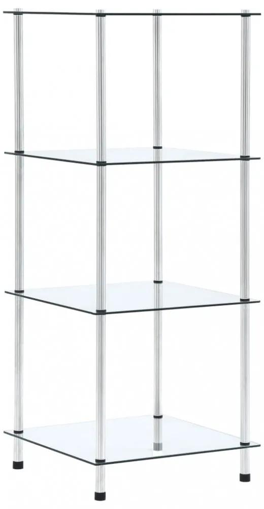 4-szintes átlátszó edzett üveg polc 40 x 40 x 100 cm