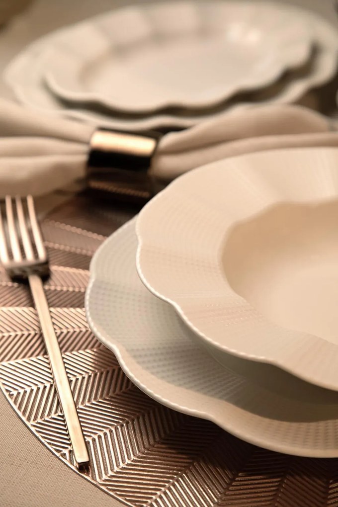 26 részes porcelán étkészlet krém