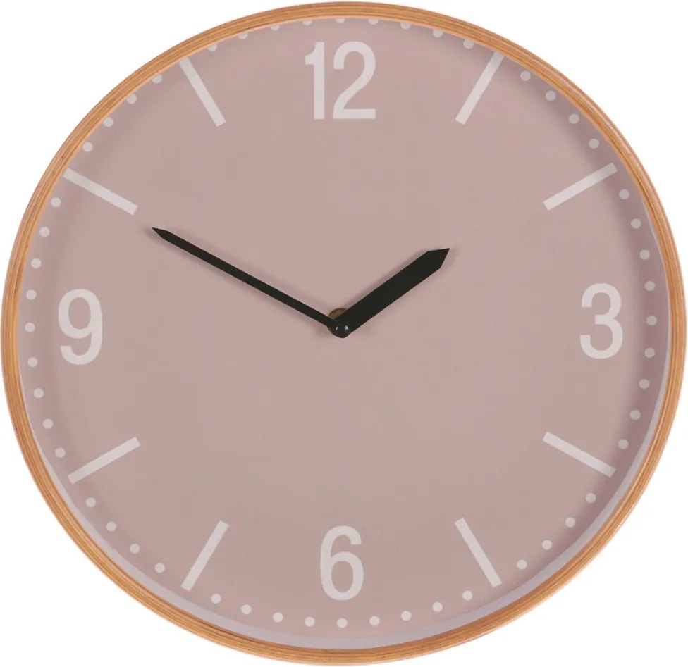 Falióra – 32 cm átmérő, MDF és fa keret, bézs