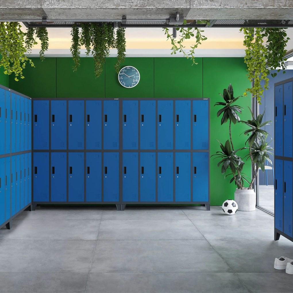 Fém öltözőszekrény 10 ajtóval BARTEK 1360 x 1720 x 450 mm, antracit-kék