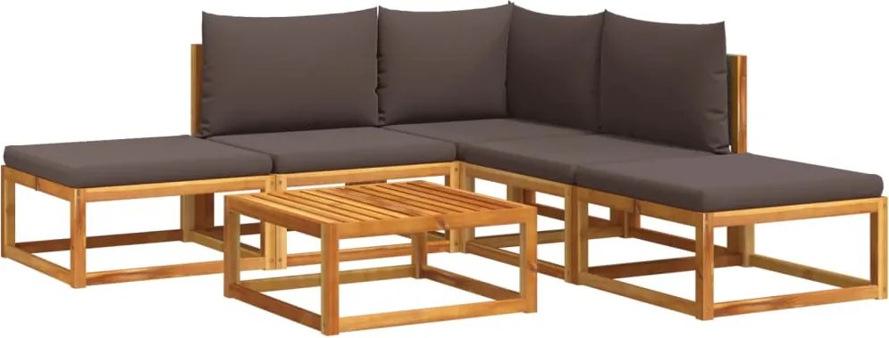 vidaXL 6 darabos akácfa és rattan kerti kanapégarnitúra párnákkal