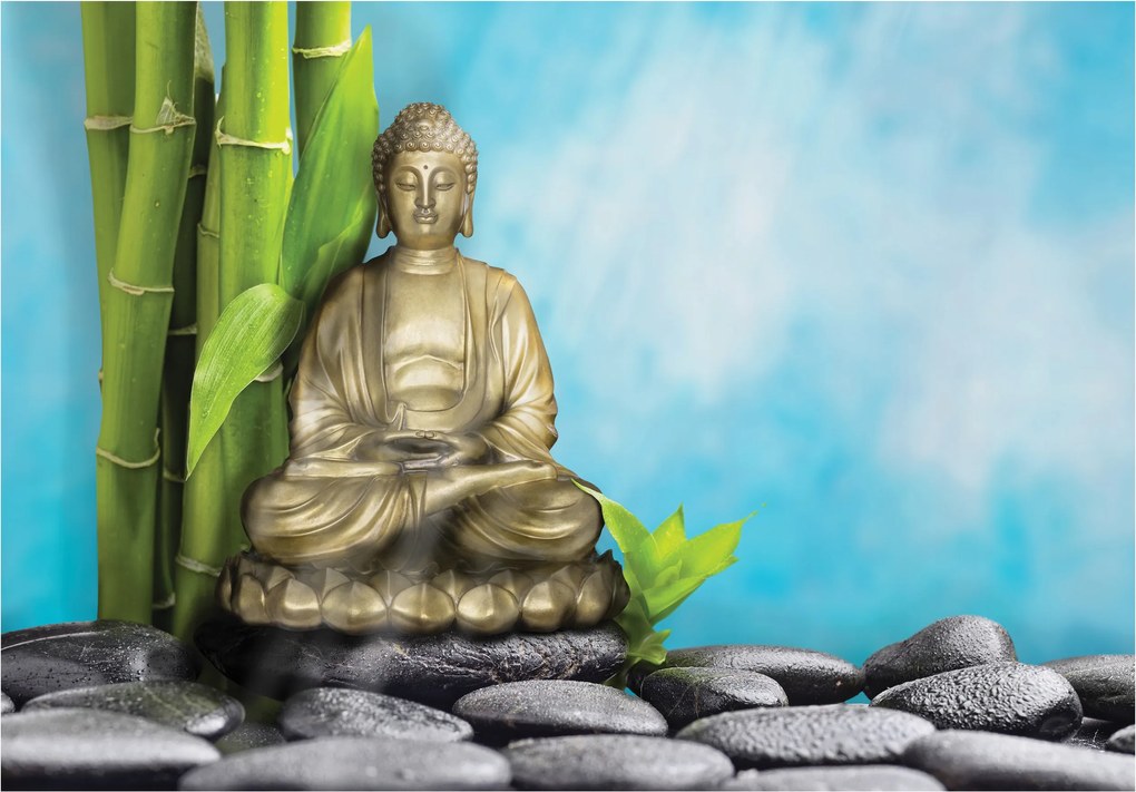 Fotótapéta Arany Buddha Harmónia Meditáció 416x290 Nyugalom Spiritualitás +ragasztó