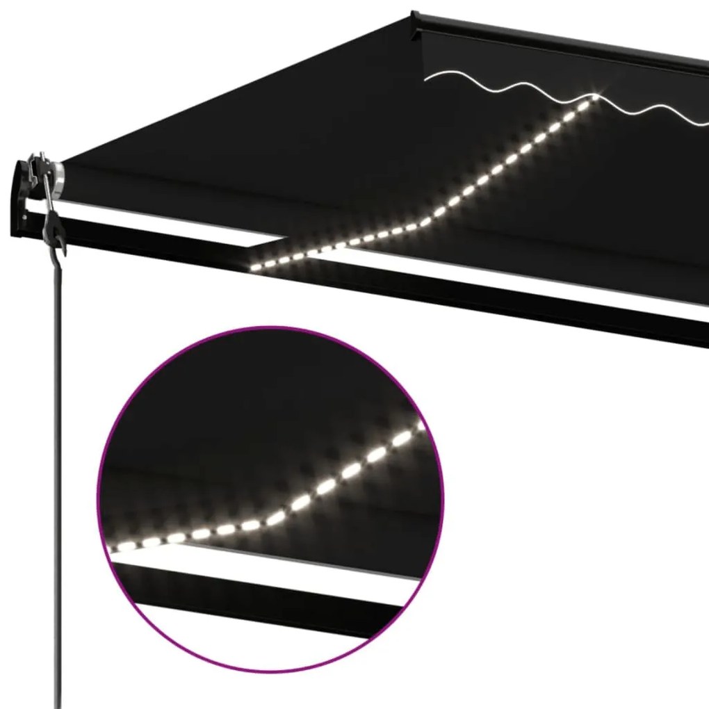 Antracitszürke szélérzékelős és LED-es napellenző 450 x 350 cm