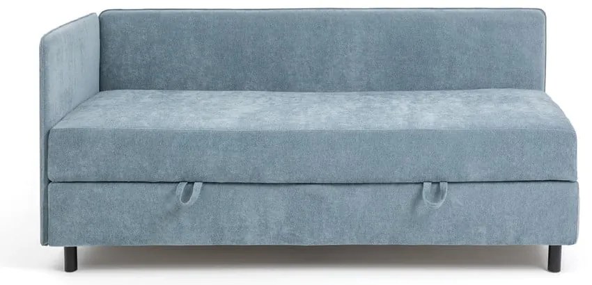 Kék kárpitozott ágyneműtartós egyszemélyes ágy matraccal 90x200 cm Avela – Bonami Selection