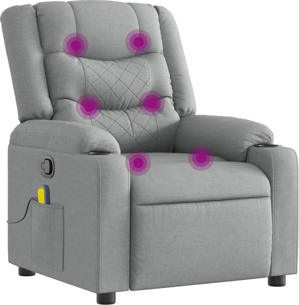 vidaXL világosszürke szövet dönthető masszázsfotel