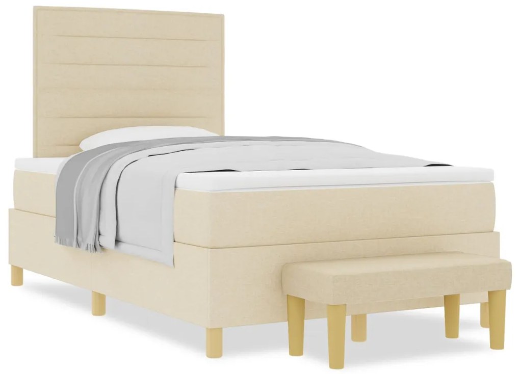 Box Spring ágy matraccal & pad krém 120x190 cm szövet
