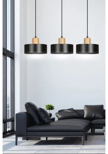 Csillár zsinóron TORIN 3xE27/15W/230V fekete