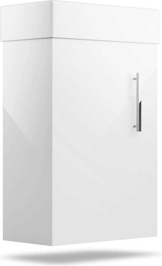 Blumfeldt Johnstone, mosdó és fürdőszoba szekrény, 40 cm, kerámia mosdó, Soft-Close záródású