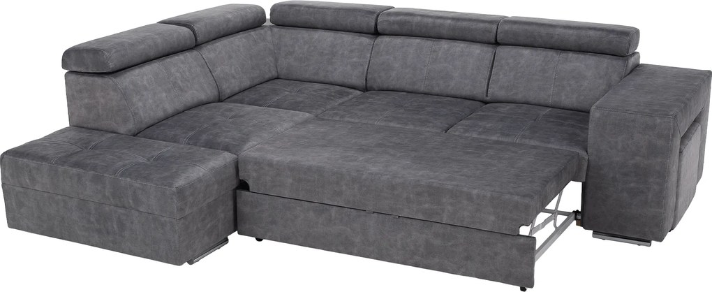 Ülőgarnitúra, szürke, balos, MALAGA