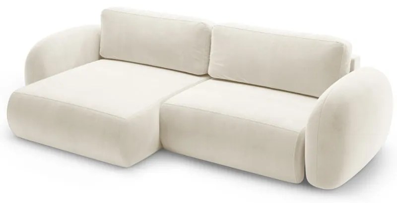 Krémszínű bársony kinyitható-tárolóhelyes sarokkanapé Tonale – Cosmopolitan Design