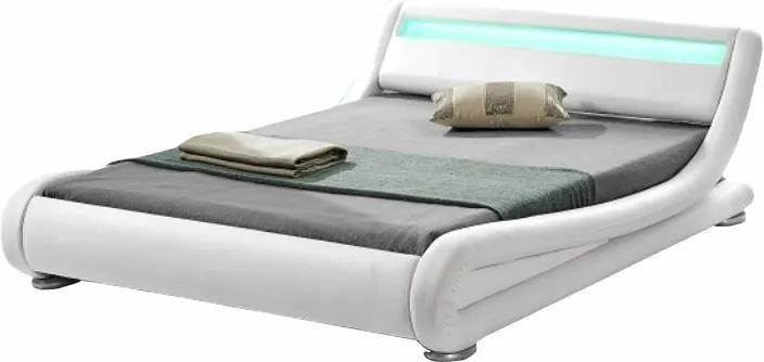 Modern ágy RGB LED világítással, fehér, 160x200, FILIDA