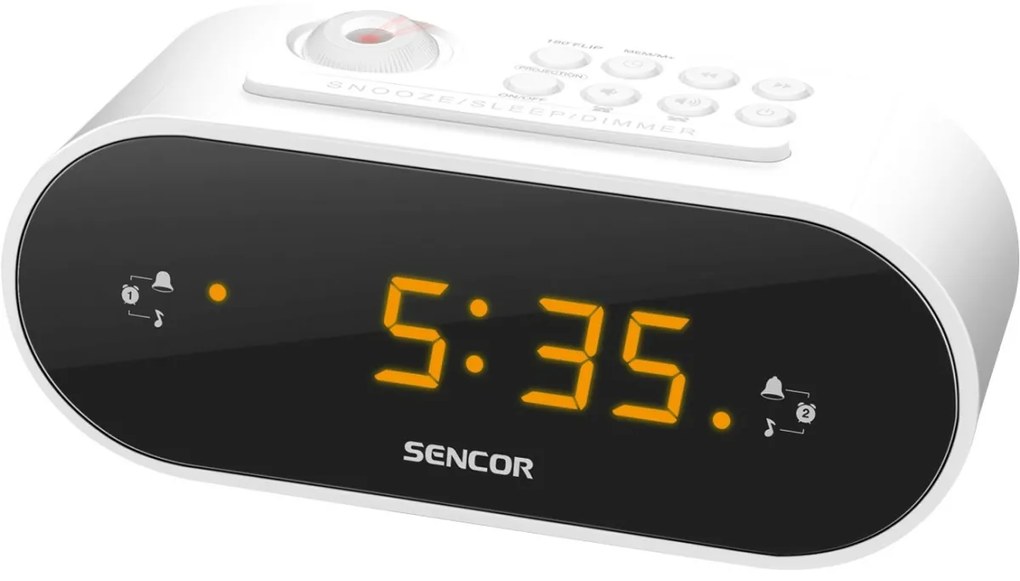 Sencor SRC 3100 W Rádiós ébresztőóra kivetítő funkcióval, fehér