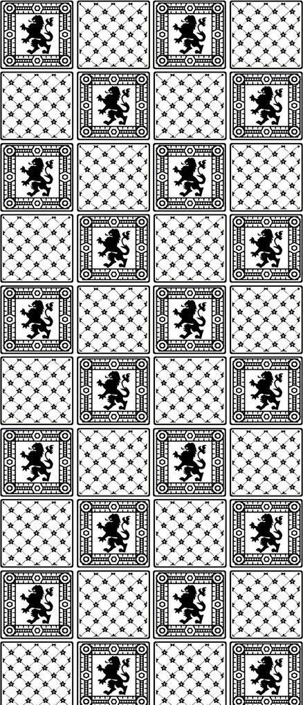 Fotótapéta Heraldikai oroszlánok négyzetekben fekete-fehér minta 91x211 +ragasztó