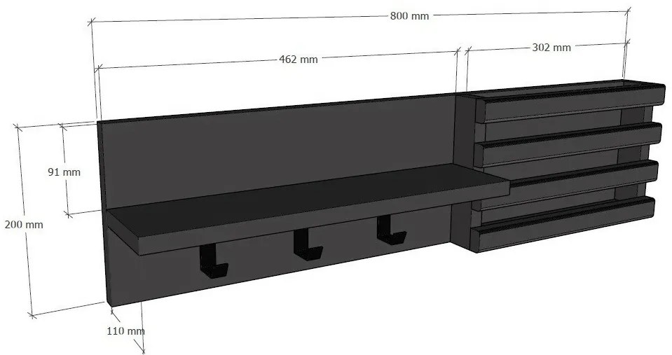 Huso Anthracite fali akasztó