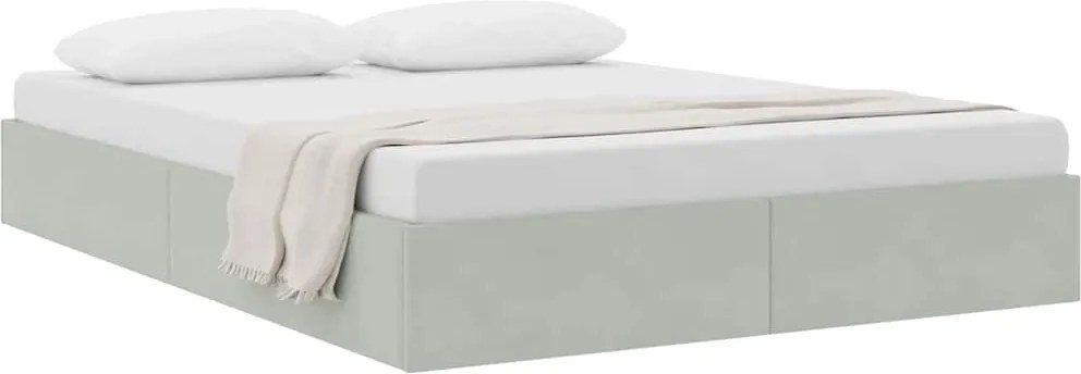 vidaXL Tárolós Ágy fejtámlával Világosszürke 140 x 190 cm Bársony