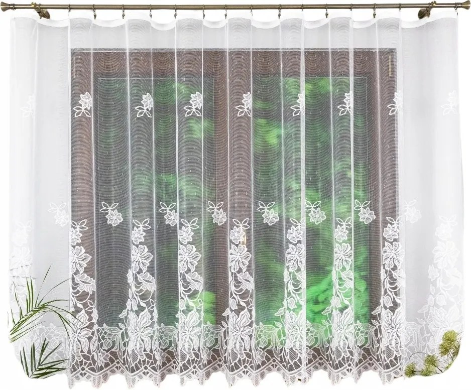 Rövid Virágmintás Függöny, Szalaggal Készült, Lengyelországban Gyártva 550x170.