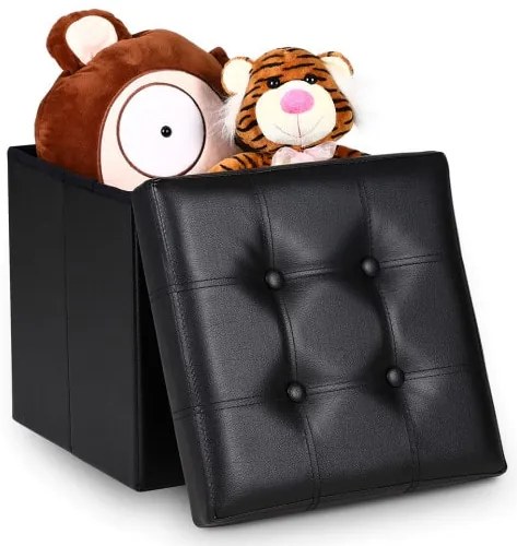 Casaria® Tárolós puff 38x38x38 cm - fekete