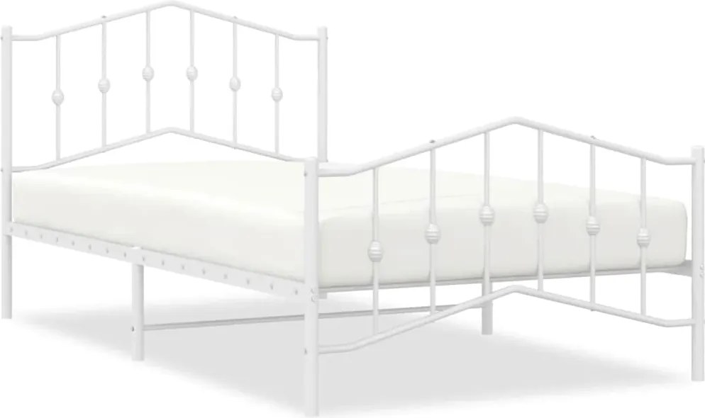vidaXL fehér fém ágykeret fej- és lábtámlával 100 x 200 cm